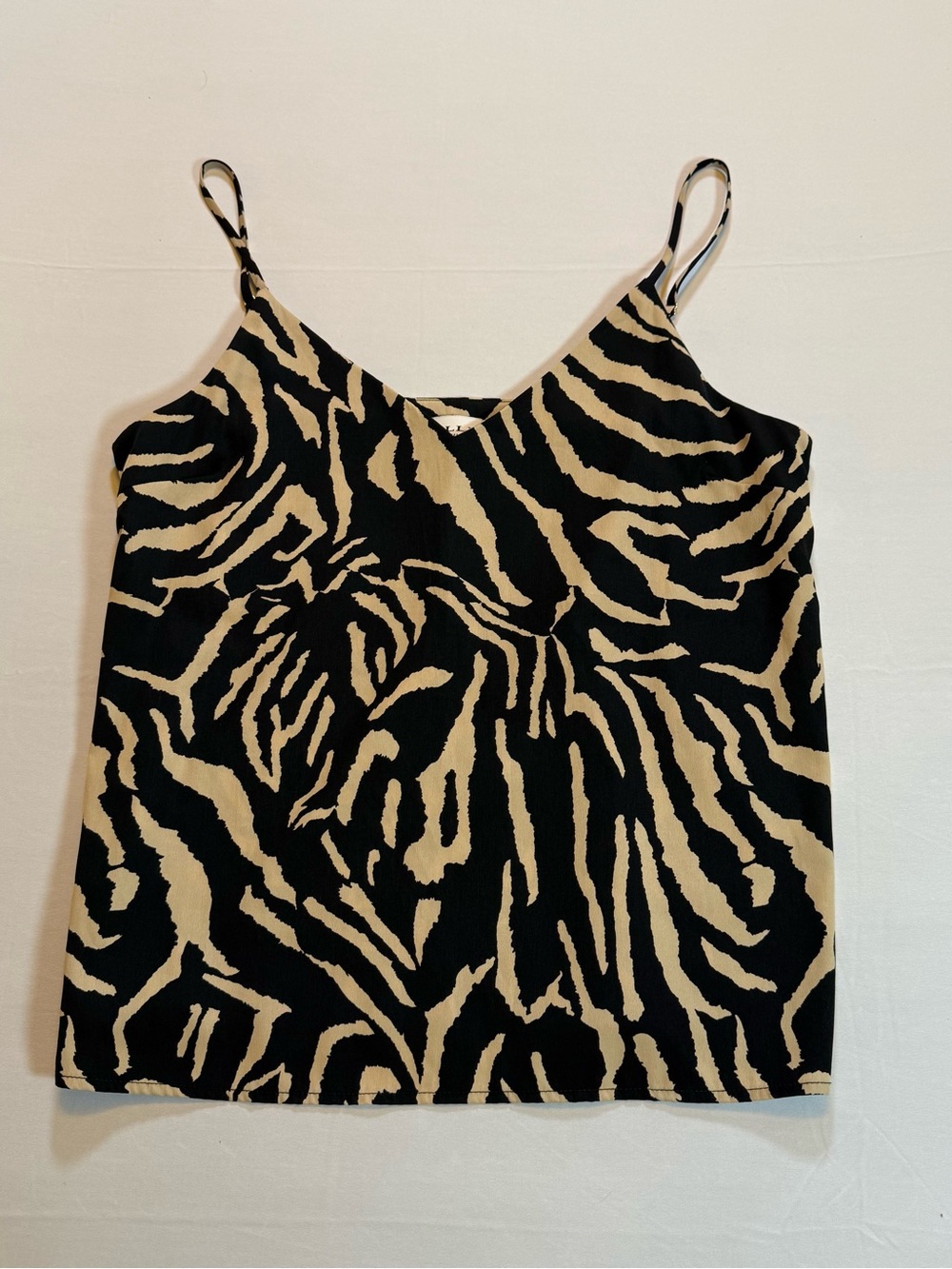 Gilli Black Tan Abstract Zebra Print Cami Tank Top Size M - Picture 1 of 6